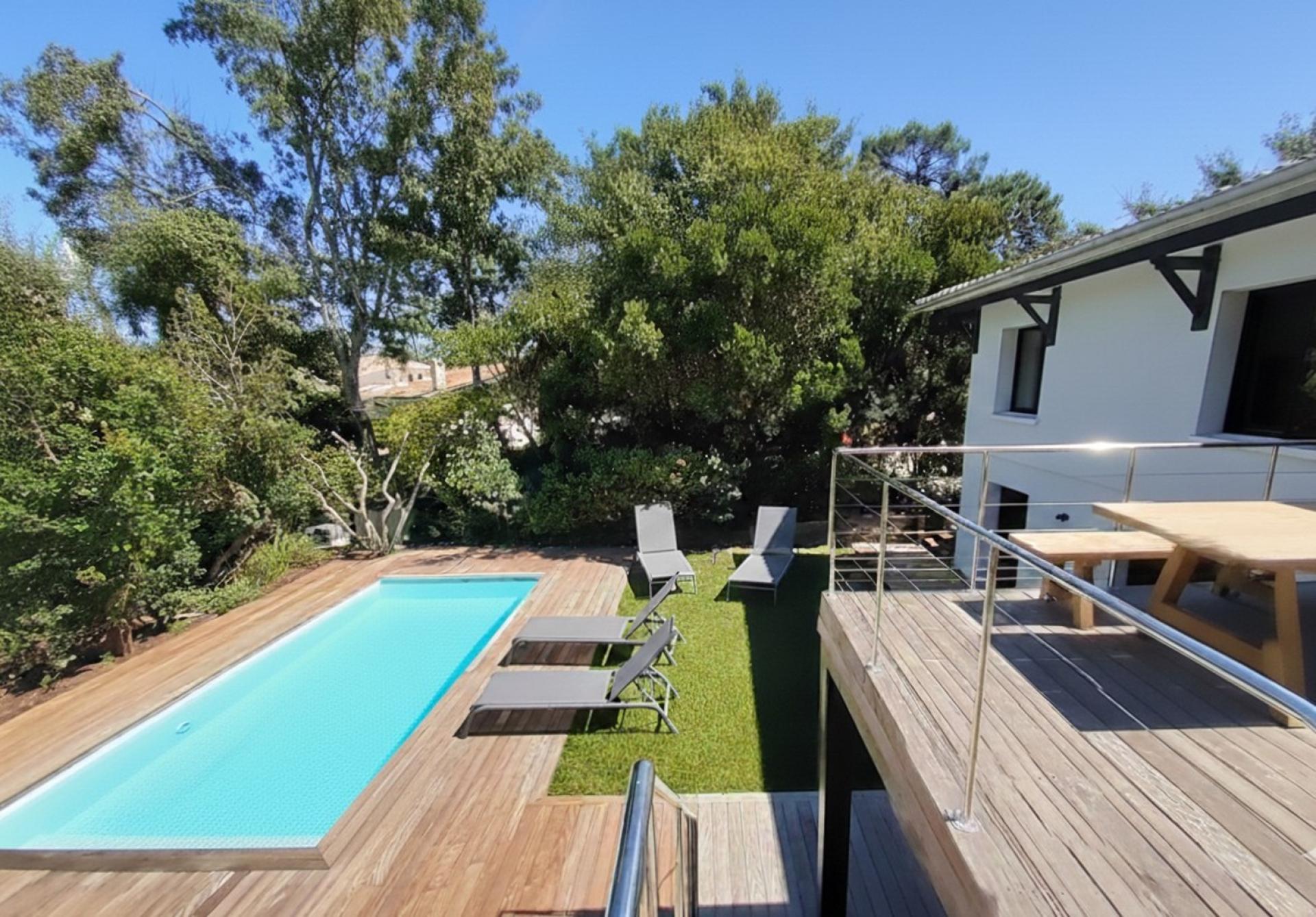 Location grande villa contemporaine 6 chambres avec piscine chauffée - Arcachon Le Moulleau