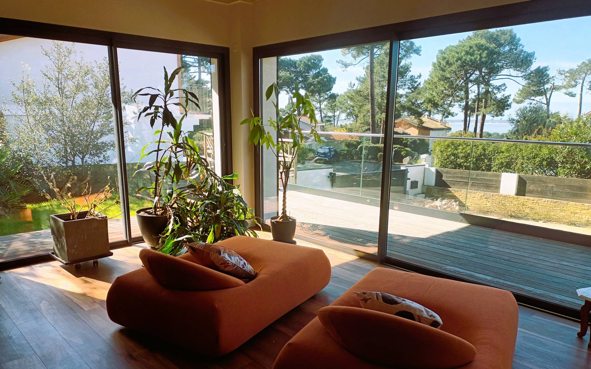 Location magnifique villa d'architecte sur les hauteurs avec vue mer et forêt - piscine chauffée et jacuzzi - Pyla-sur-Mer